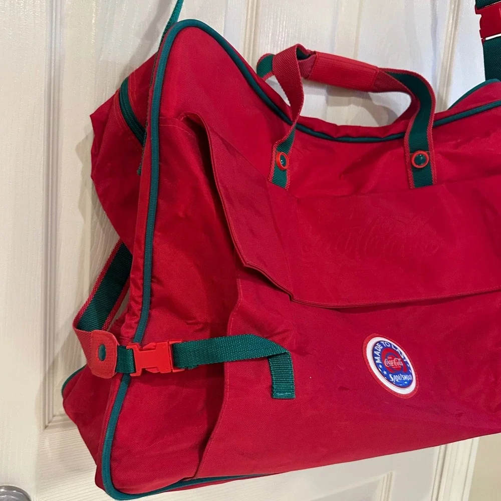 Vintage Coca-Cola Sportswear Red Nylon Duffel Bag Travel Weekender Gym Bag